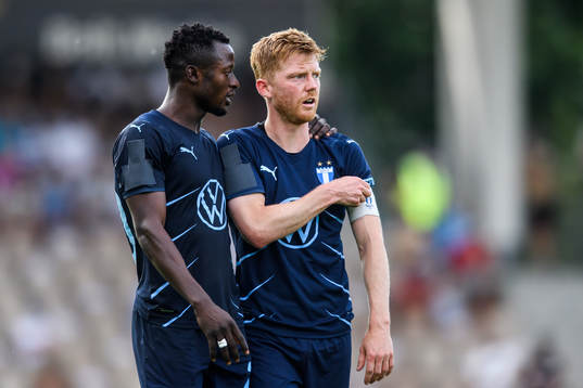 Bonke Innocent and Anders Christiansen of Malmö FF