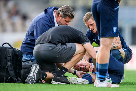 Anders Christiansen of Malmö FF is in pain