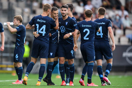 Veljko Birmancevic of Malmö FF celebrates together with
