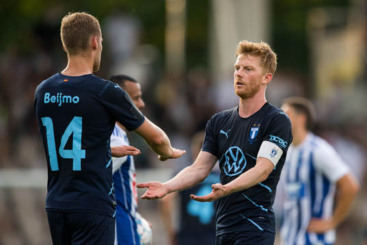 Felix Beijmo and Anders Christiansen of Malmö FF celebrate