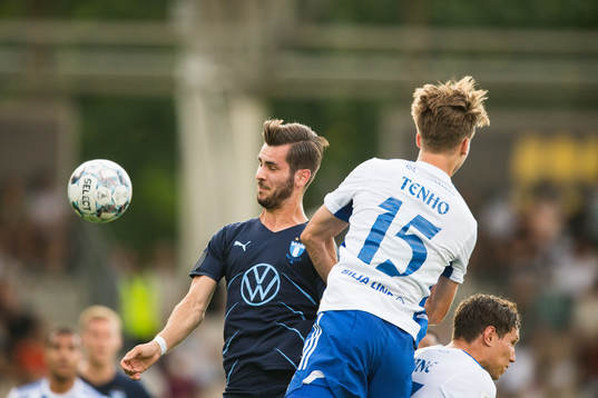 Adi Nalic of Malmö FF and Miro Tenho of Helsinki