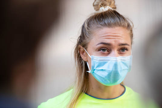 Fridolina Rolfö of the Swedish football team at a press