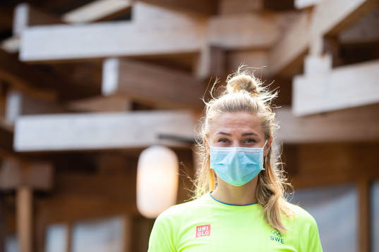 Fridolina Rolfö of the Swedish football team at a press