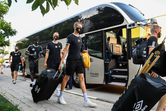 Players of IF Elfsborg arrive at the stadium
