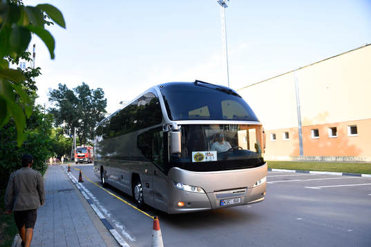 Players of IF Elfsborg arrive at the stadium