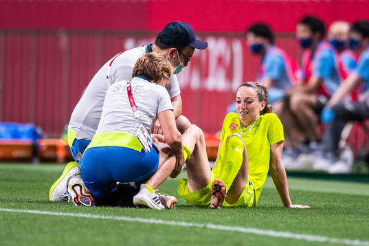 Kosovare Asllani of Sweden in pain in the women's football