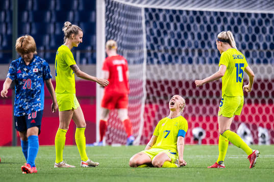 Caroline Seger of Sweden celebrates