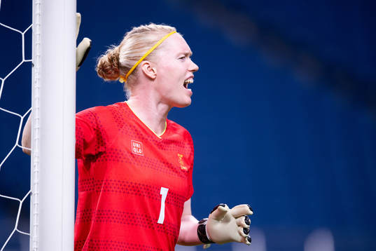 Hedvig Lindahl of Sweden in the women's football match