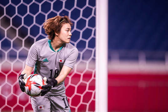 Ayaka Yamashita of Japan in the women's football match