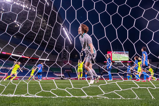 Magdalena Eriksson of Sweden scores the 1-0 goal and