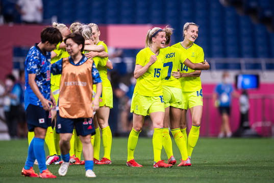 Olivia Schough of Sweden celebrates