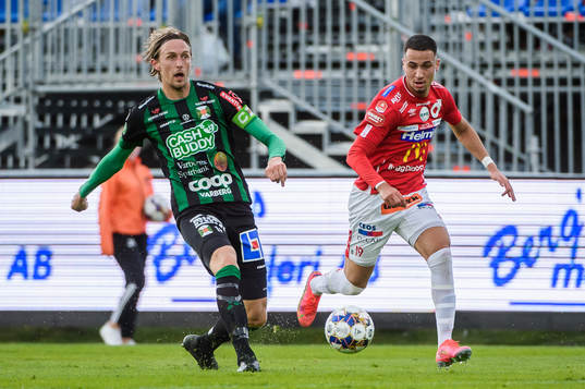 Varbergs Joakim Lindner och Degerfors Abdelrahman Saidi