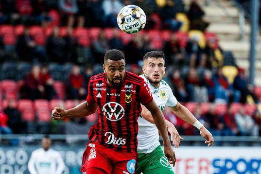 Östersunds Noah Sonko Sundberg och <h<Astrit Selmani