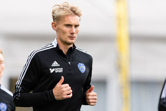 Falkenbergs Ludvig Öhman Silwerfeldt före fotbollsmatchen