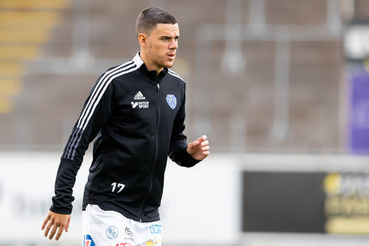 Falkenbergs Samuel Adrian före fotbollsmatchen i