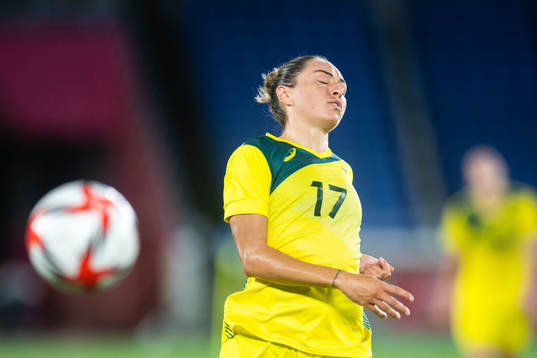 Kyah Simon of Australia looks dejected in the women´s