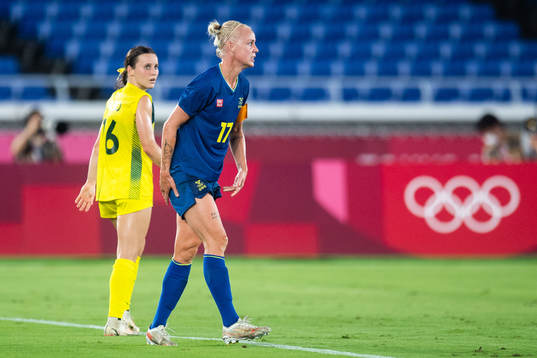 Chloe Lagarzo of Australia and Caroline Seger of Sweden in