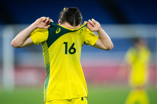 Hayley Raso of Australia looks dejected in the women´s