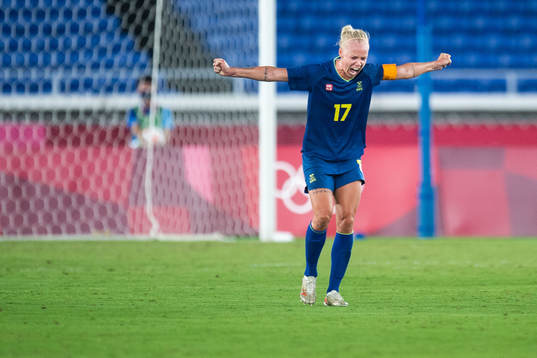 Caroline Seger of Sweden celebrates