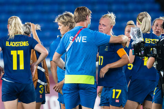 Caroline Seger of Sweden in tears