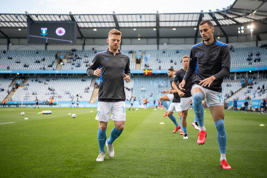 Anders Christiansen and Veljko Birmancevic of Malmö FF