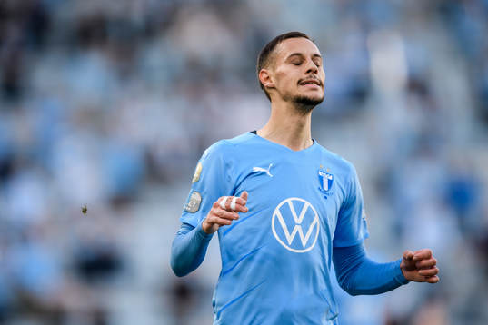 Veljko Birmancevic of Malmö FF looks dejected