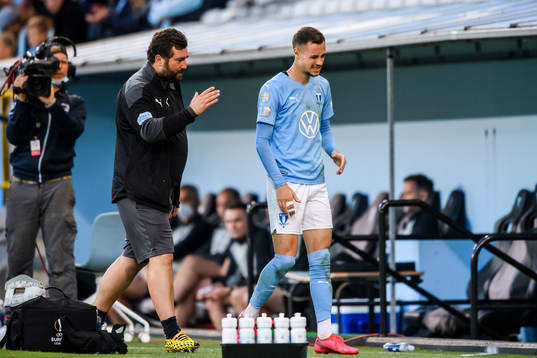 Veljko Birmancevic of Malmö FF is injured