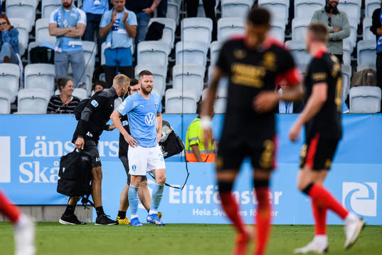 Lasse Nielsen of Malmö FF is injured