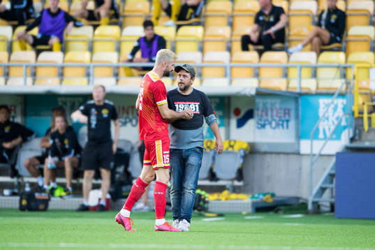 A spectator enters the field