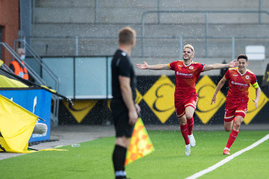 Slaviša Radović of Velez Mostar celebrates