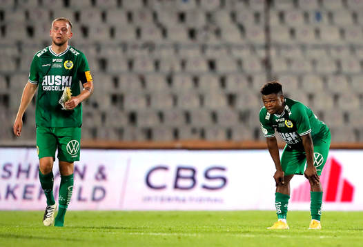 Darijan Bojancic and Akinkunmi Amoo of Hammarby looking