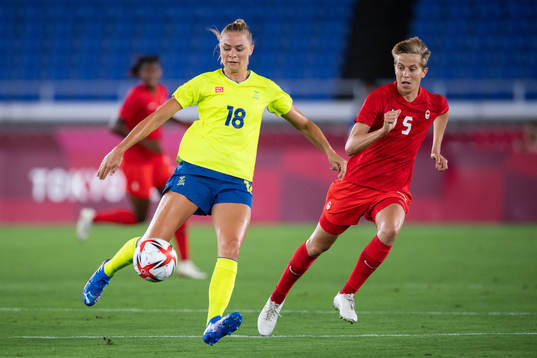 Fridolina Rolfö of Sweden and Quinn of Canada in the