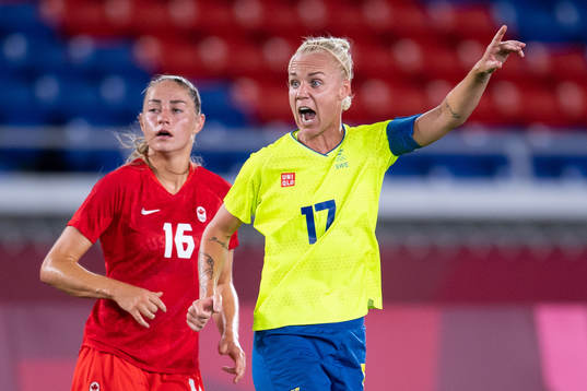 Caroline Seger of Sweden reacts in the women’s football