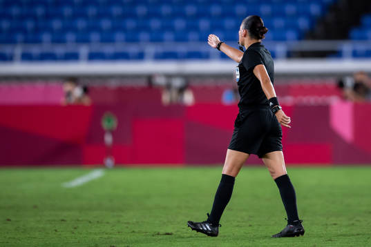 Referee Anastasia Pustovoitova in the women’s football