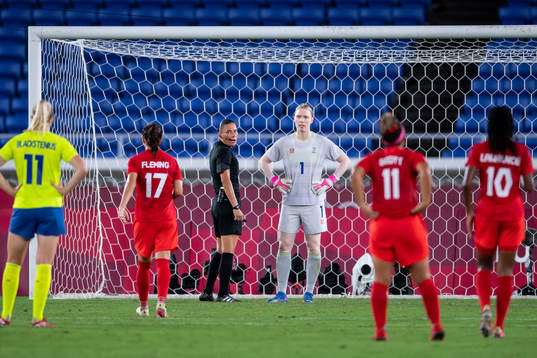Goalkeeper Hedvig Lindahl of Sweden in the women’s