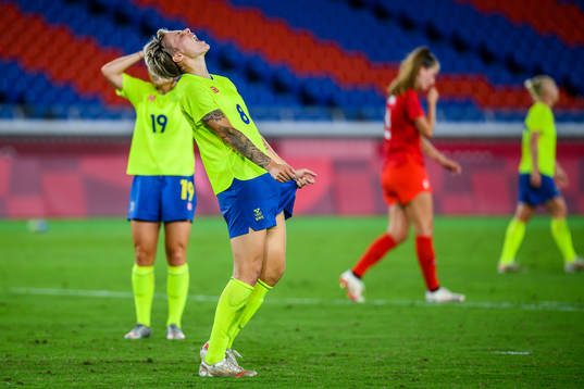 Lina Hurtig of Sweden reacts in the women’s football final