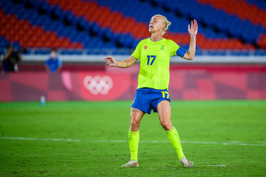 Caroline Seger of Sweden looks dejected