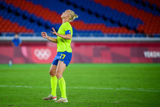 Caroline Seger of Sweden looks dejected