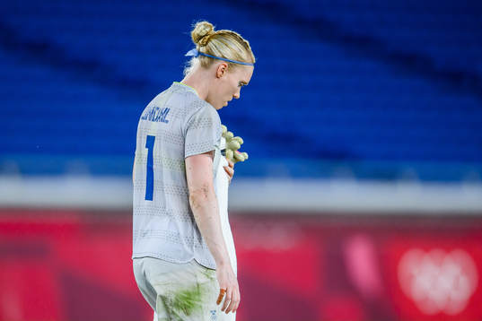Hedvig Lindahl of Sweden looks dejected