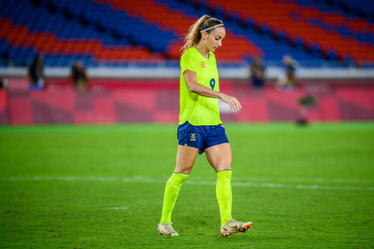 Kosovare Asllani of Sweden looks dejected