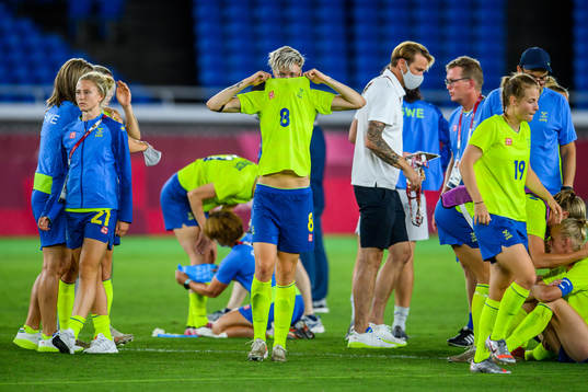 Lina Hurtig of Sweden looks dejected
