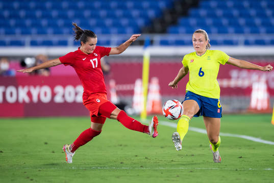 Jessie Fleming of Canada and Magdalena Eriksson of Sweden