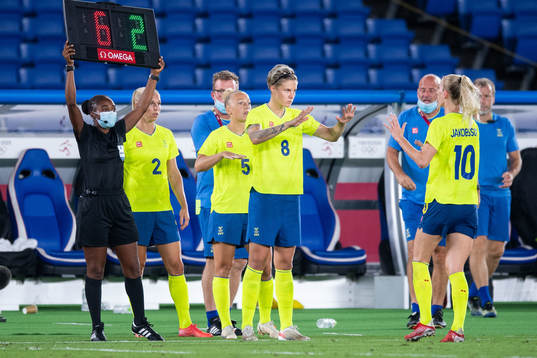 Jonna Andersson, Hanna Bennison and Lina Hurtig of Sweden