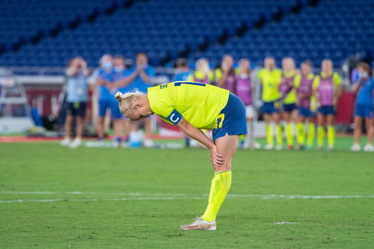 Caroline Seger of Sweden looks dejected in the women’s