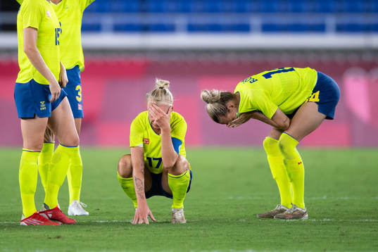 Caroline Seger of Sweden looks dejected