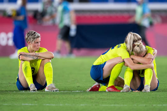 Lina Hurtig, Olivia Schough and Caroline Seger of Sweden