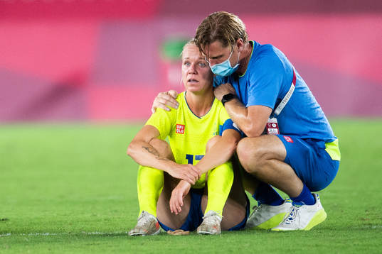 Caroline Seger of Sweden looks dejected