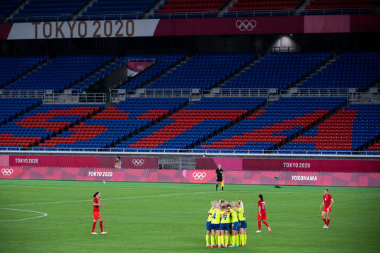 Players of Sweden celebrates 1-0  by Stina Blackstenius  in