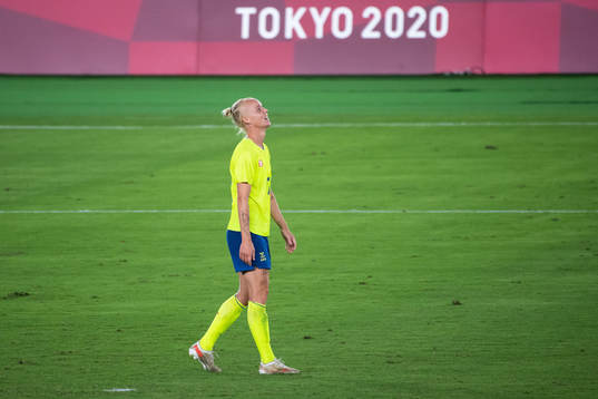 Caroline Seger of Sweden looks dejected in the women’s