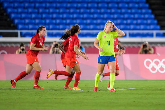 Stina Blackstenius  of Sweden looks dejected in the
